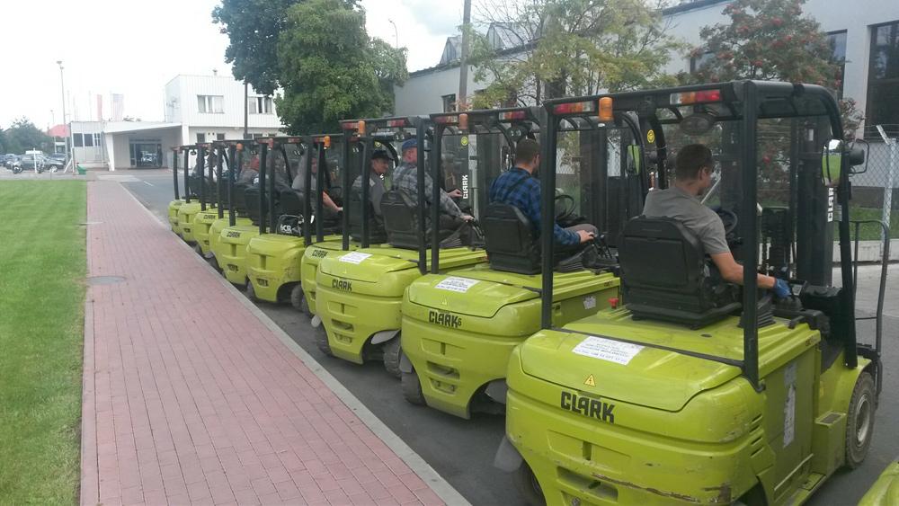44 CLARK electric forklifts in operation
